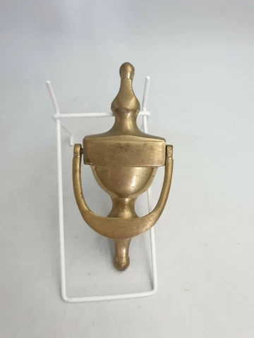 Vintage Solid Brass Reclaimed Door Knocker Pointy Rounded Top & Lower Part Cover