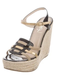 YSL YVES SAINT LAURENT AGADIR Espadrille WEDGE SANDAL 8/38 Preowned..$580 Retail - Picture 1 of 5