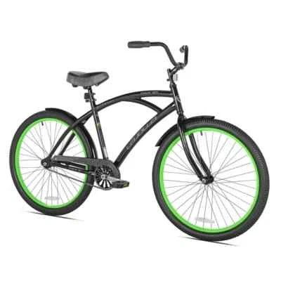 26" Men's La Jolla Beach Cruiser Bike, Single Speed, Black & Green - Image 1 of 4