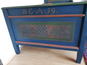 Antikes Bauern Bett von 1859, 100×200 cm, von Antiquitätenschreiner, SEHR schön! - Bild 1 von 6