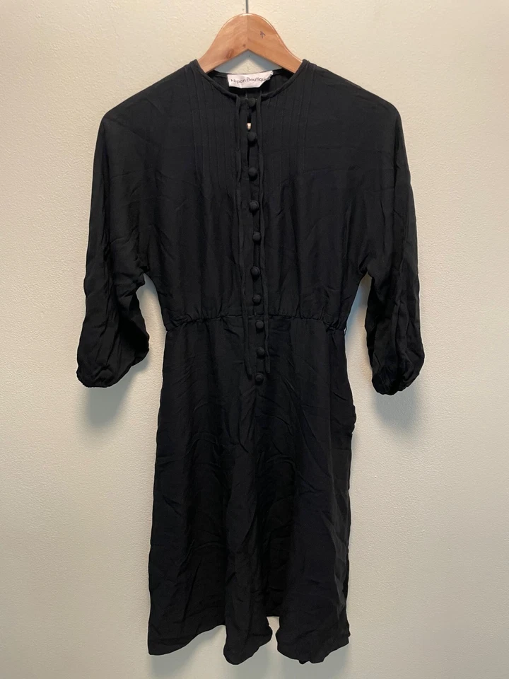 Винтажное женское миди-платье Nipon Boutique размер 8 черное готическое викторианские прерии - Изображение 1 из 4