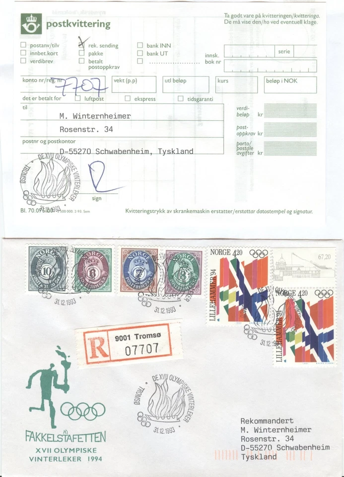 Norway Olympic Games Lillehammer 1994 Torchrelay Tromso 31.12.1993 - Image 1 of 1