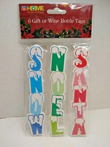 6 Gift or Wine Bottle Gift Tags 2 of each Snow Noel Santa   New - Picture 1 of 3