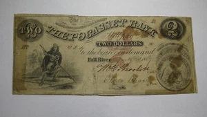 $2 1859 Fall River Rhode Island Obsolete Currency Bank Note Bill Pocasset Bank - Picture 1 of 2