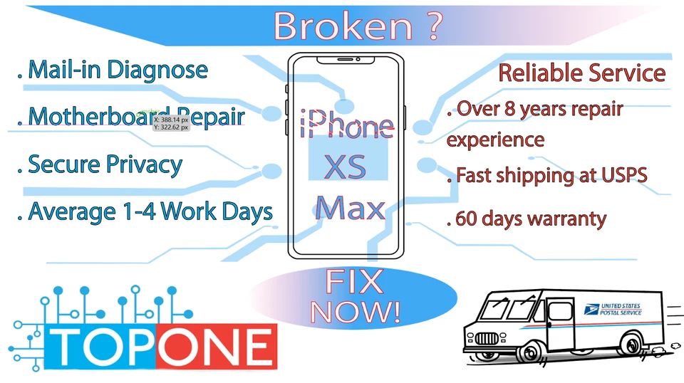 iPhone XS Max | Sin carga/sin alimentación | PM IC - Servicio de reparación de placa lógica Foto 1 de 1