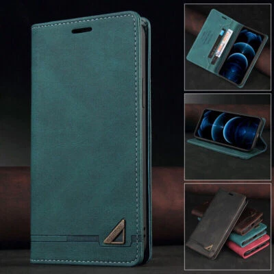 Leather Magnetic Wallet Phone Case For iPhone 16E 16 15 14 13 12 11 Pro Max SE - Image 1 of 4