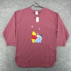 VTG Disney Night Gown Womens Large / XL Red Plaid Pooh Eeyore Sleep Shirt PJ - Picture 1 of 18