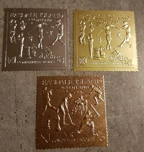 SCOTLAND COMPETITIVE SPORTS CHESS&TENNIS &GOLF 3 STAMPS GOLD & SILVER MNH - Picture 1 of 1