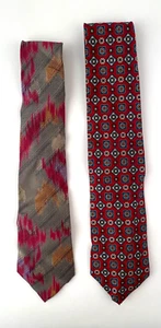 Vintage Pierre Balmain Abstract Art Print Geometric Men's Silk Necktie Lot of 2 - Picture 1 of 3