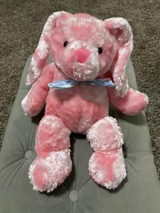 Dan Dee Vintage Plush Pink Bunny Rabbit Blue Bow Tie - Picture 1 of 3