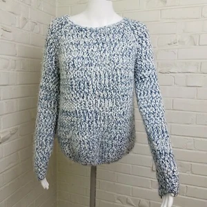 BUFFALO David Bitton Open Knit Comfort Sweater Marled Blue White Small EUC SOFT - Picture 1 of 7