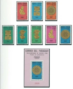 Paraguay Olympic Games 1968 Mexico perforated set and block MNH - Picture 1 of 1