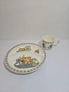 Vintage 1980s Lucy & Me Enesco Lucy Rigg Dish Set Divided Melamine Plate & Cup - Picture 1 of 10
