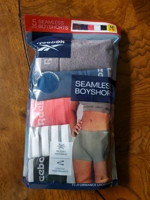 Women's Reebok 5 Pack Seamless Boyshorts Multi colors Underwear, size M, L, 2XL - Image 1 of 4