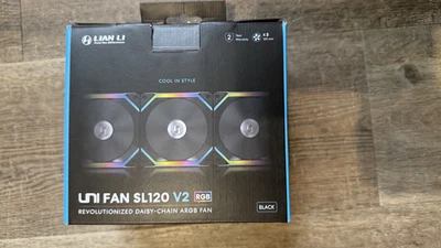 Lian Li UNI SL120 V2 Addressable RGB Black 120mm Fan Triple Pack with Controller - Image 1 of 4