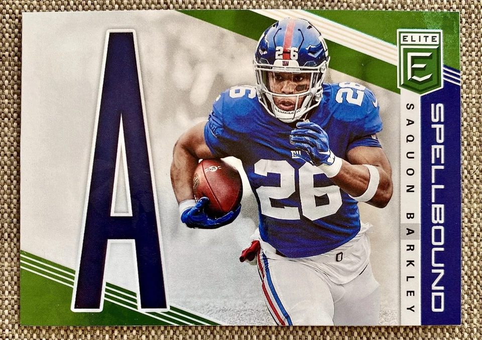 2019 Elite Saquon Barkley SP-35 Spellbound Green A New York Giants - Image 1 of 2