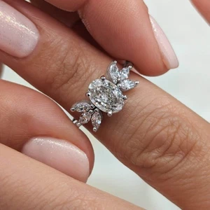 Oval Cut Diamond Ring PT950 1.40 Ct IGI Lab Created Wedding Platinum - Picture 1 of 14