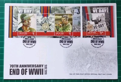 ISLE OF MAN 2015 70th ANNIVERSARY VE & VJ DAY FDC FIRST DAY COVER - Image 1 of 2