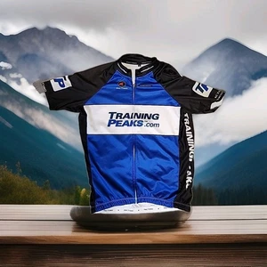 Pactimo Cycling Full Zip Jersey Training Peaks Graphic Logos Mens Medium - Picture 1 of 5