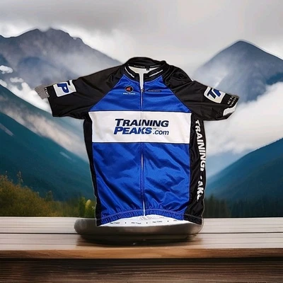 Pactimo Cycling Full Zip Jersey Training Peaks Graphic Logos Mens Medium - Image 1 of 4