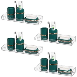 Acrylic Floating Wall Display Shelves,Clear Bathroom Shelves, Wall Mounted No... - Picture 1 of 7