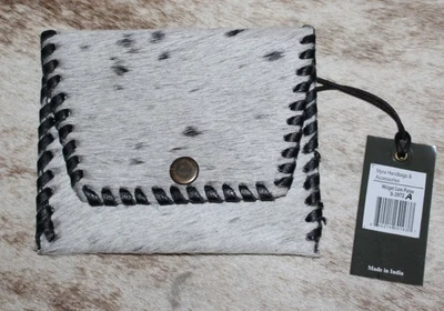 Myra Bags #2972A Hairon Black & White 4.75"x4" Coin Purse~Hand Stitched Edges - Image 1 of 3