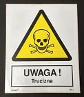 Autocollant d'avertissement polonais vintage années 90 UWAGA Trucizna POISON autocollant 10,8 x 8,8""