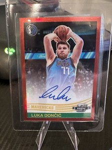 2021-22 Luka Doncic Contenders Optic Red Prizm /35 Auto 1984 On Card Auto
