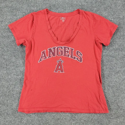 Anaheim Angels Shirt Women's XL Red MLB Baseball Graphic Short Sleeve Logo Trout Cover