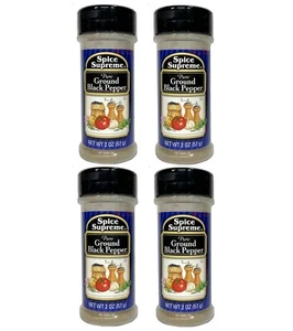 Ground BLACK PEPPER Spice Supreme Food Seasonings Kitchen Cooking Spices 4-Pack - Picture 1 of 1