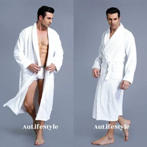 2x NEW LUXURY 100% COTTON TERRY TOWELING BATH ROBE MEN AND WOMEN ONE SIZE GOWN - Picture 1 of 8