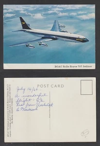 Postal de avión avión avión BOAC Rolls-Royce 707 Jetliner circa 1966 - Imagen 1 de 3
