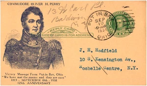 1938 Commodore Oliver H. Perry Cache Cover Put-In Bay Ohio Battle of Lake Erie - Picture 1 of 2