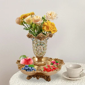 2-tiers Fruit Bowl Resin Fruit Bowl Plate Decorative Fruit Bowl 5 Compartments - Picture 1 of 13