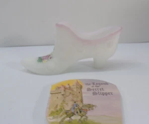 Fenton Hand Painted Flowers On Milk Satin The Legend Of The Secret Slipper - Picture 1 of 9