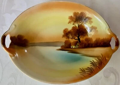 CLASSIC NORITAKE TREE IN THE MEADOW WATERSIDE SCENE OVAL VEGETABLE BOWL - Image 1 of 4