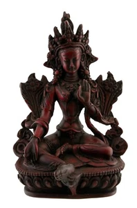 Buddhistische Statue Grüne Tara Buddha Harz Bordeaux 15,5 cm # 8445 - Bild 1 von 2