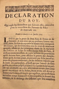Louis XIV. Prostitution.Correction des Femmes & Filles de mauvaise vie. 1713 - Picture 1 of 8