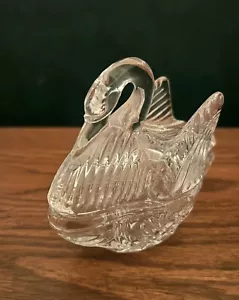 Vintage Crystal Glass Small Trinket Jewelry Dish Swan - Picture 1 of 6