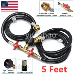 5FT Y Splitter Hose 2 Way for 5-40lb Propane Tanks, and QCC1/Type 1 Connections - Picture 1 of 9