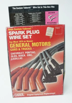 Juego de cables de bujías Carol vintage 8 mm 1974 o más nuevo General Motors nuevo sellado Foto 1 de 4