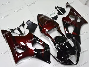 For 2003-2004 GSXR1000 Candy Red Black ABS Injection Mold Bodywork Fairing Kit - Picture 1 of 9