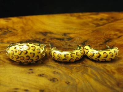 925 Argento Sterling Set Gioielli Con Smaltato / Orecchini a Semicerchio & - Immagine 1 di 4