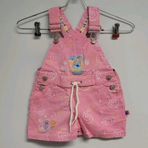 Blues Clues Overalls Girls 2T Cotton Pink Hearts Vintage - Picture 1 of 8