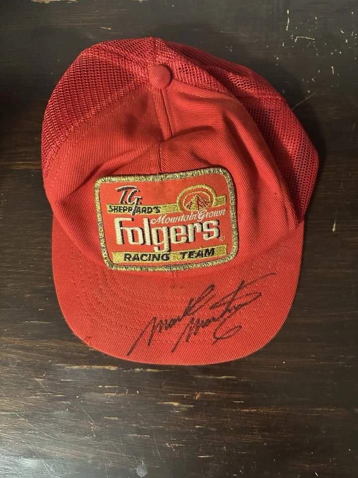 1990 Autographed Mark Martin #6 Folgers’ NASCAR cap hat snapback vintage USA - Image 1 of 4