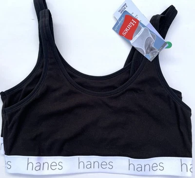 New Hanes Originals 2-Pack  95% cotton Bralettes DHO101,MHO102,MHO103 M-2XL - Image 1 of 3
