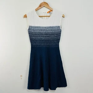 Hugo Boss Orange Sleeveless Dress 6-8 Navy Blue White Gradient Textured Knit - Picture 1 of 21