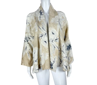 eskandar Linen Shawl Collar Open-Front Jacket Size 0 Floral Print WOW! - NTSF - Image 1 of 4