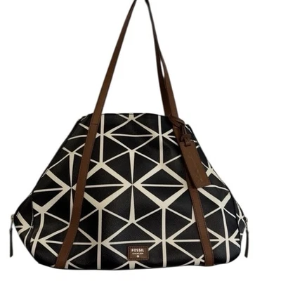 Bolso de Mano Fossil Negro Cartera Bolso de Hombro Carrera Viaje Cremalleras Expandibles Neutro Foto 1 de 4
