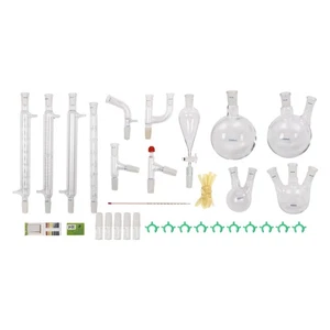 24/40 Joints Glass Organic Chemistry Lab Glassware Kit, 32PCS Lab Chemilcal Unit - Picture 1 of 22